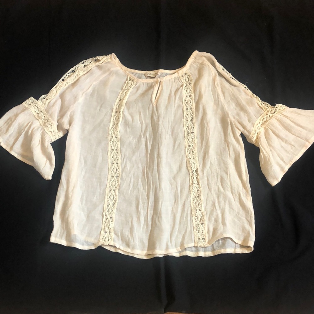 Rebellion Cream Cold Shoulder Peasant Top